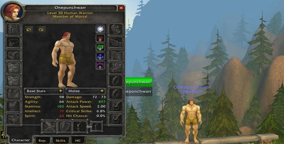 Masochista z WoW-a. Gołą postacią wbija maksymalny poziom