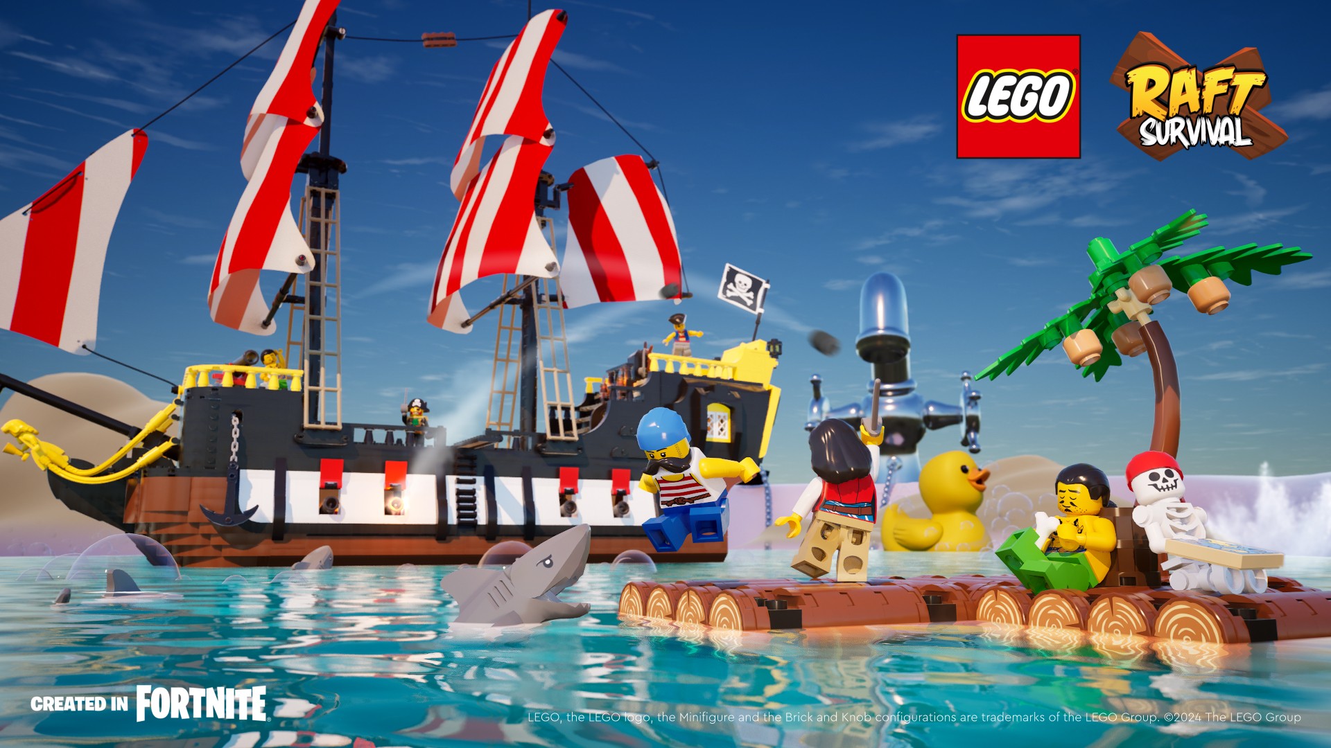 Wędkowanie w LEGO Fortnite, a także LEGO Raft Survival i LEGO Obby Fun