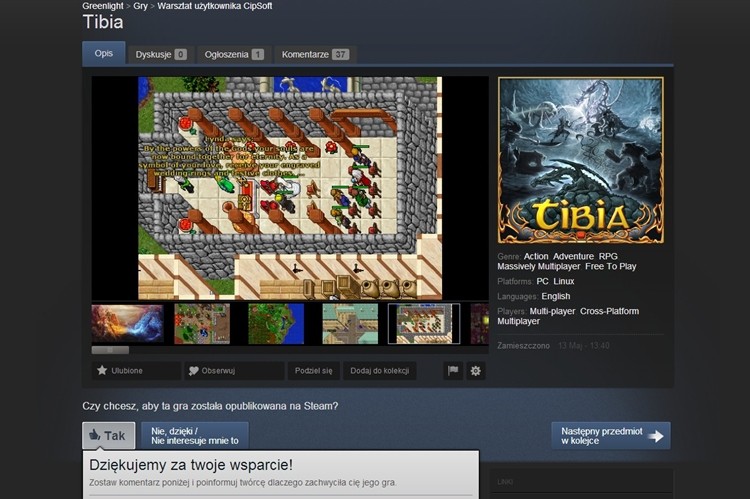 Tibia na STEAM'ie? Dlaczego nie...