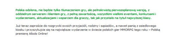 Allods Online PL będzie osobnym klientem z OSOBNYM SERWEREM dla Polski!
