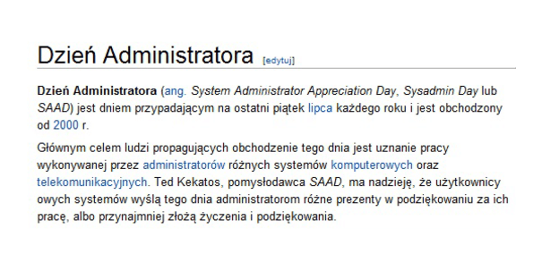 Dzisiaj obchodzimy... Dzień Administratora