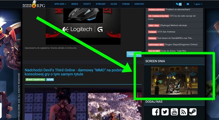 Przedstawiamy nowy dział na naszej stronie - Screen dnia, czyli codzienne zdjęcia z różnych MMORPG'ów