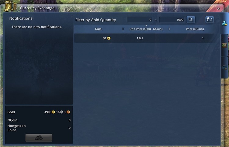 W naszym Blade & Soul będziemy mogli zamienić złoto na walutę w Item Shopie i odwrotnie