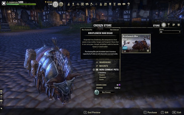 The Elder Scrolls Online wprowadziło płatnego peta, powiększającego miejsce w ekwipunku