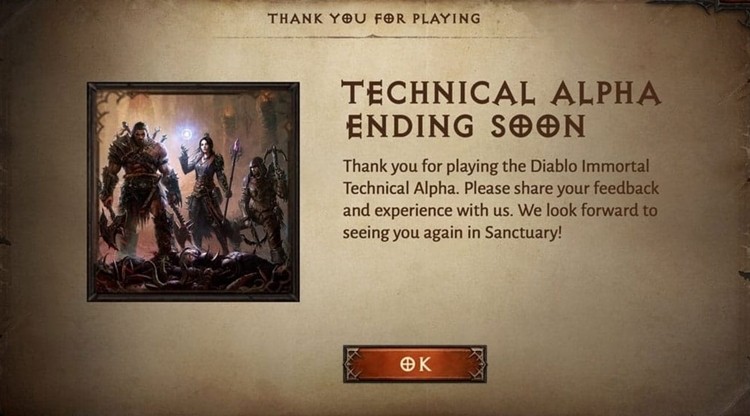 Koniec testowania, Diablo Immortal zamyka Techniczną Alfę 