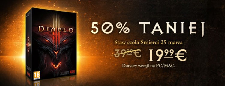 Diabelska (-50%) promocja na Diablo 3. Zamiast 100-120 złotych zapłacimy teraz od 60 do 84 złotych...