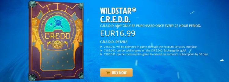 Ile kasy zaoszczędziliście w WildStarze? Bo właśnie ruszył C.R.E.D.D, który pozwoli wam kupować abonament za in-game'owe złoto. Kosztuje 17 euro - 70 złotych